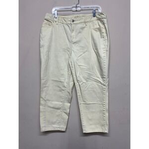 Chico's Platinum Crop Pants Size 2 Beige Stretch Casual Womens